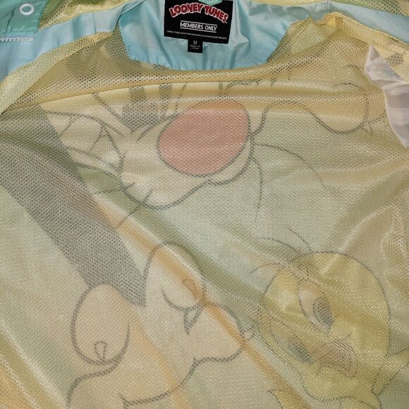 Members Only Looney Tunes Windbreaker Jacket Hoodie Medium Zip VGC - Picture 13 of 13